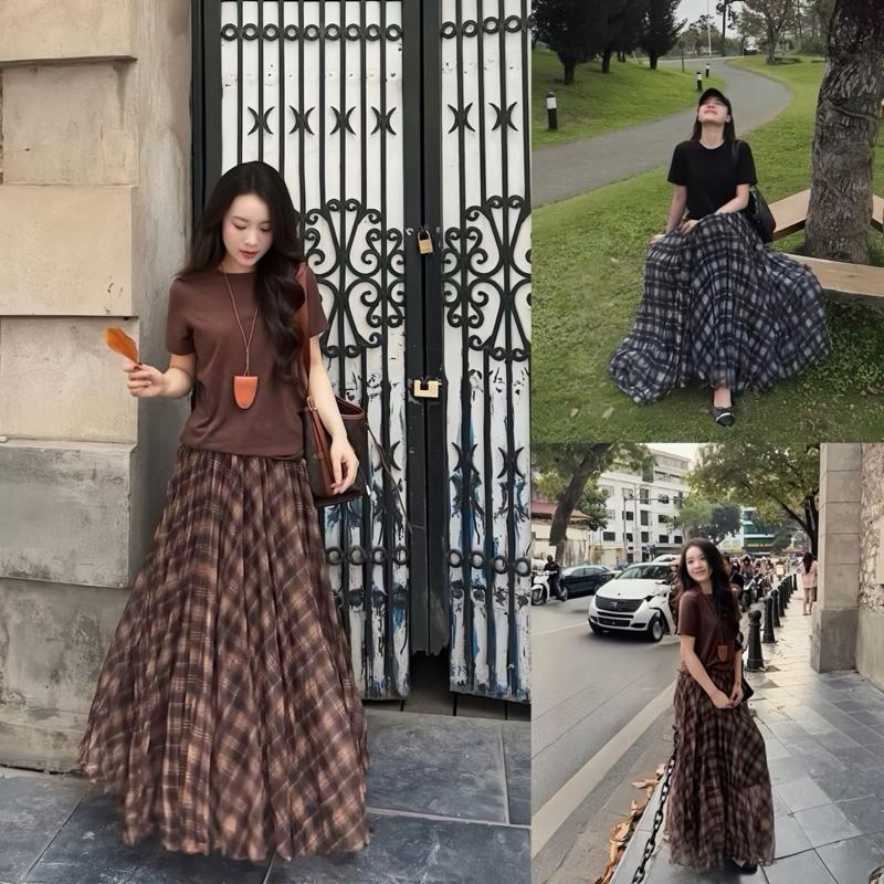 Chân Váy Voan Kẻ Siêu Hot Hit Đa Màu Sắc Phong Cách Thời Trang Cho Nữ 970 - Váy Voan Kẻ Đa Màu Sắc Phong Cách Thời Trang Cho Nữ 970