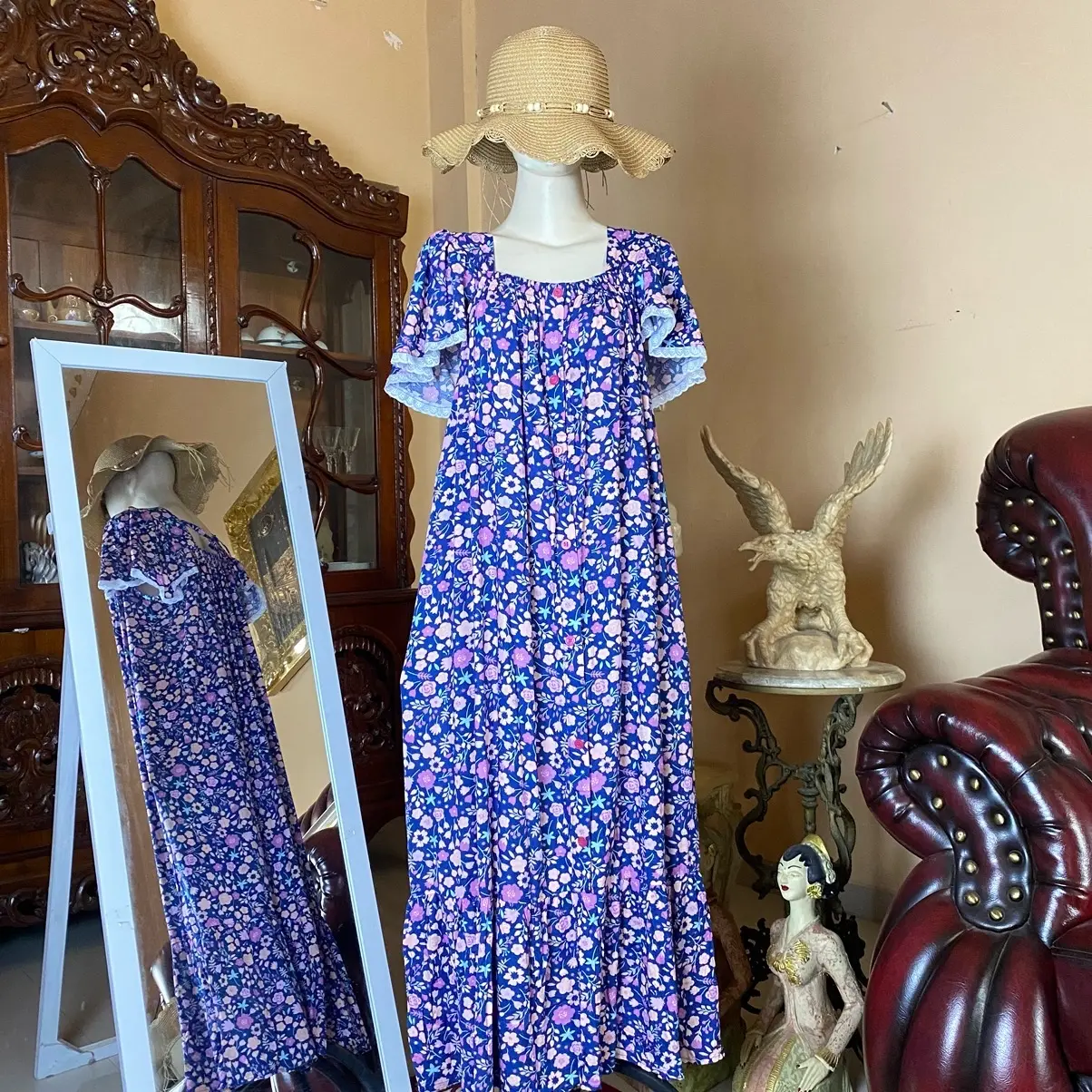 Maria Homedress / Homedress Kekinian Bumil Busui / Daster Kekinian Bumil Busui Motif Panjang Rayon Renda Kancing Nyaman Hanya Boleh Dicuci Dengan Tangan Multicoloured