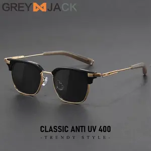 Grey Jack Kacamata Sunglasses Anti UV400 Model Kotak Fashion Klasik Keren Pria Bahan Metal Ringan Kokoh 00179 1046