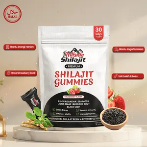 Hillside Shilajit Premium Gummies | Strawberry Flavour | With Ashwagandha & Burdock Root | Vegan | No Added Sugar | 60 Gummies | Suplemen Tenaga Herba Pria & Wanita