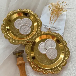 Gold Tray Piring Aesthetic property foto