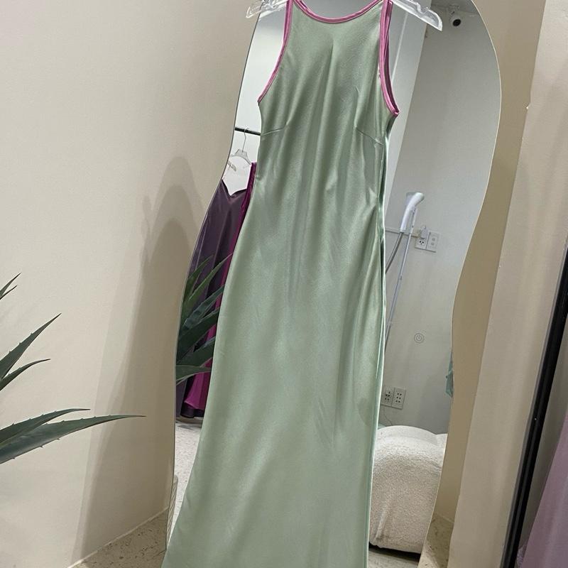 Lily Dress - Váy Lụa Cổ Yếm Phối Viền Màu