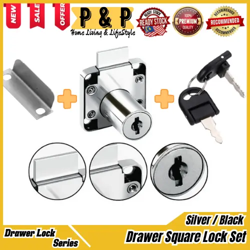 Drawer Cabinet Square Security Lock Drawer Lock Set Home Office Kitchen Bathroom Improvement