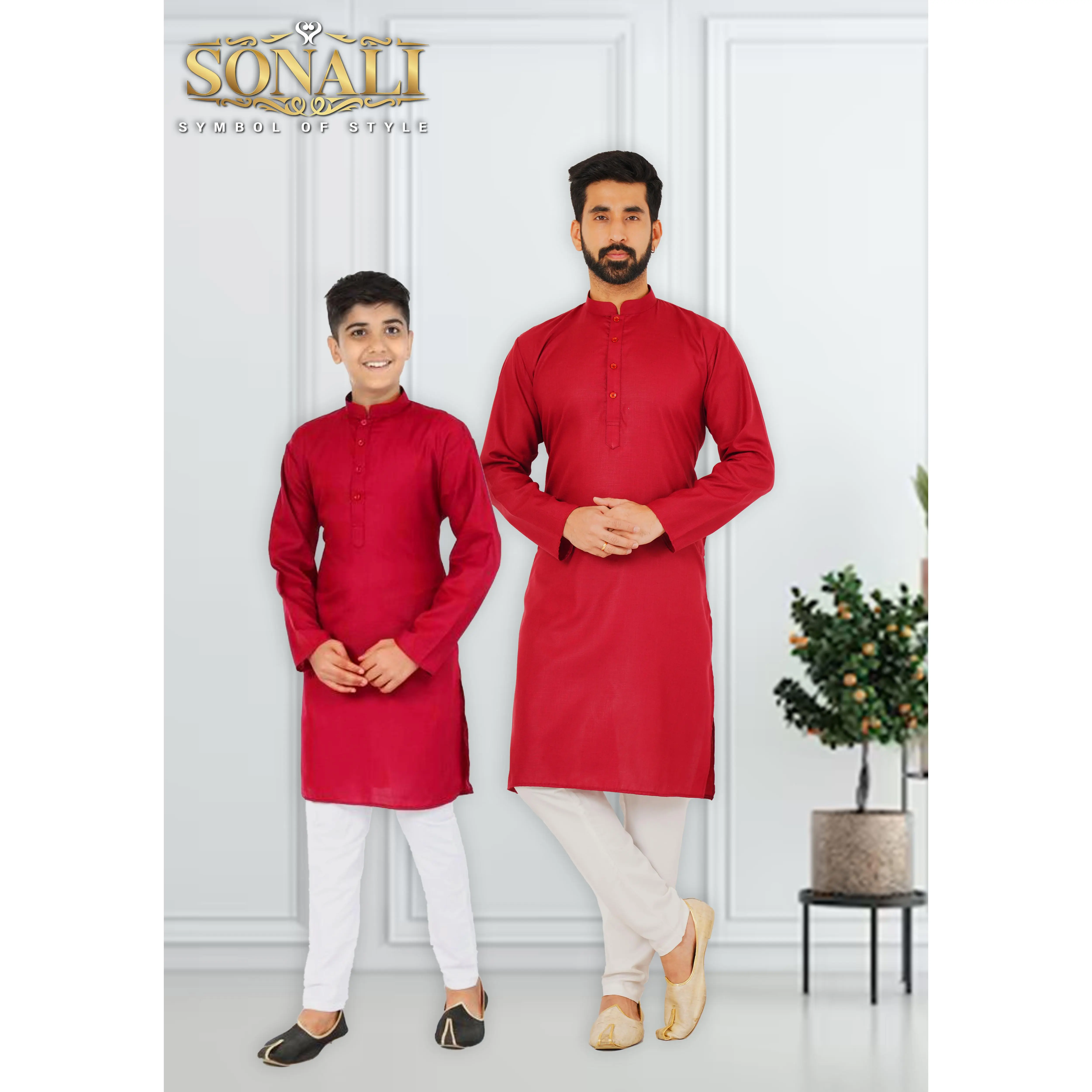 Sonali Premier Father & Son Collection Men's Kurta Kid's kurta Ethnic Wear Traditional Kurta Indian Dresses Deepavali's Collection Button Clothing