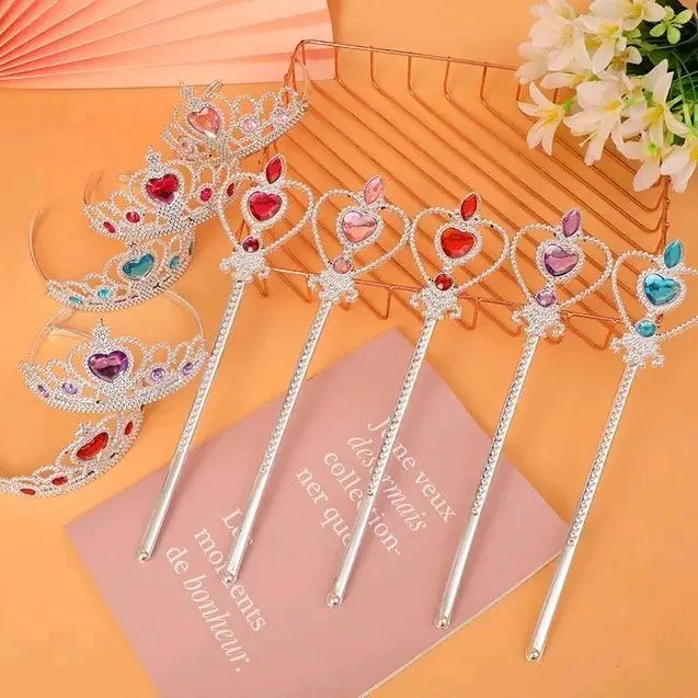 Mahkota Elsa dengan Desain Menarik untuk Anak Perempuan Pecinta Fashion Film Frozen Satu Set Mahkota dan Tongkat Mainan