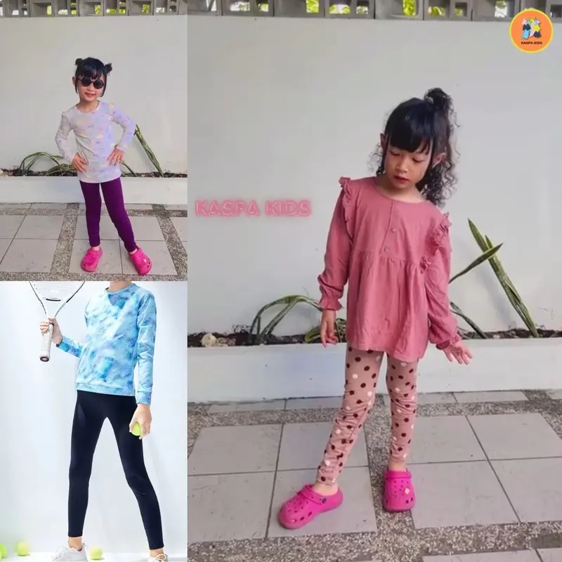 100Rb Get 18 Pcs Legging Anak Paket Hemat 6 Bulan-12 Tahun Legging Polos Motif Hitam Pink Putih Celana Fashion Cotton 4