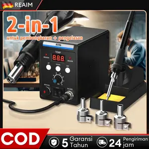 REAIM Stasiun Solder 8586 700W 2 in 1 Digital Display SMD Ulang Hot Air Solder Besi 220V ESD Las Pematrian Alat Perbaikan/ Tampilan Digital