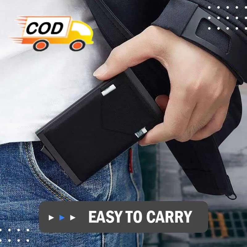 Dompet Kartu Pria Wanita Slim Slider Aluminium Aman Anti Pencurian RFID Cashless Kredit Card ATM KTP 8