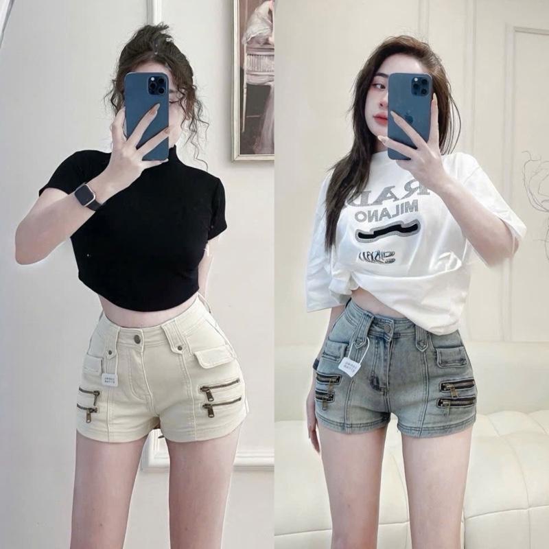 TATTA Jeans | #6736 Quần Sooc Bò 1 Cúc Nắp Khoá Giả QC Cao Cấp 3 Màu Jean Đùi Nữ Top Women