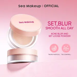 Sea Makeup Acne Blur and Set Loose Powder - Translucent Oil Control dengan Salicylic Acid & Witch Hazel untuk Kulit Berminyak & Berjerawat Non Comedogenic & Fungal Acne Safe 12gr