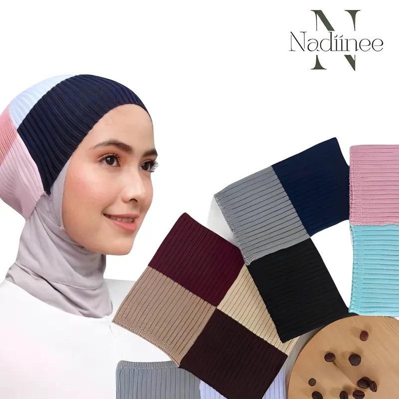 Ciput Rajut Bandana 4 Warna Aksesoris Hijab Dalaman Anti Pusing Stylist Berkualitas Pattern Zigzag 0