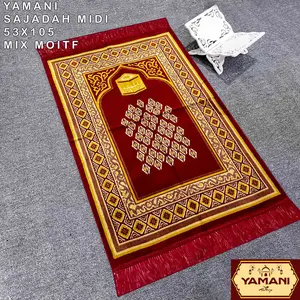 Sajadah Medium Turki 53x105 Cm Bahan Bludru Halus , Lembut Dan Tebal Bulu Untuk Souvenir Oleh Oleh Haji dan Umroh Motif Muslim