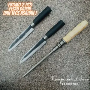 Paket 2 Pcs Pisau Dapur Baja HSS & Asahan Stick Kristal-Pisau iris Daging dan Sayur