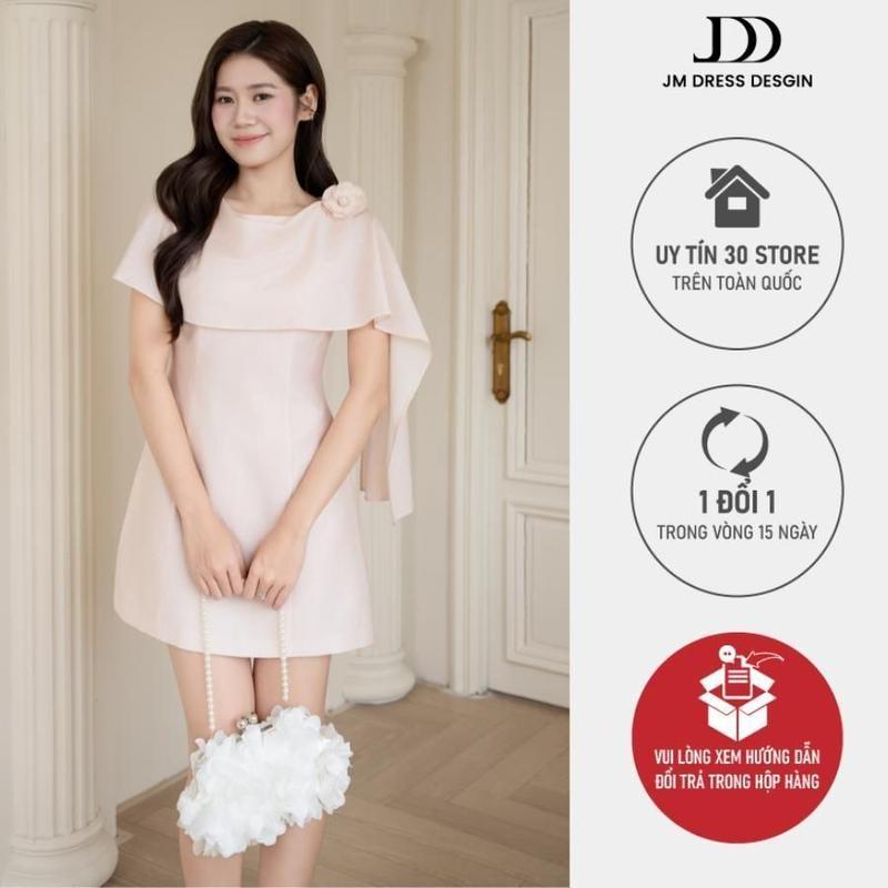 Đầm Cổ Choàng Khăn Vắt Cài Hoa 1F21.2509K. Đầm Công Sở Thanh Lịch, Đầm Khăn Choàng Dự Tiệc Sang Trọng Thiết Kế JM Dress Desrgn