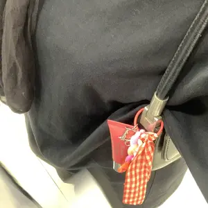 [ RED ] Bag charm Marron series Merah lucu aesthetic gantungan kunci tas tumblr koper kekinian korea silver makrame satin