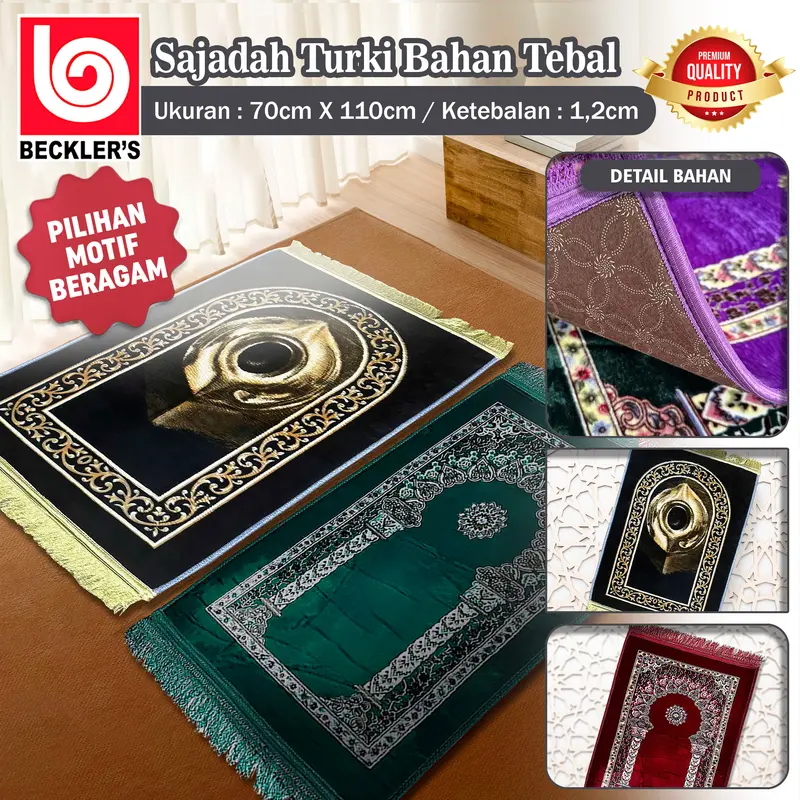 (Beckler's) Sajadah Malaysia Tebal Empuk Rumbai Ukuran 110x70cm/Sajadah Turki Anti Slip 0