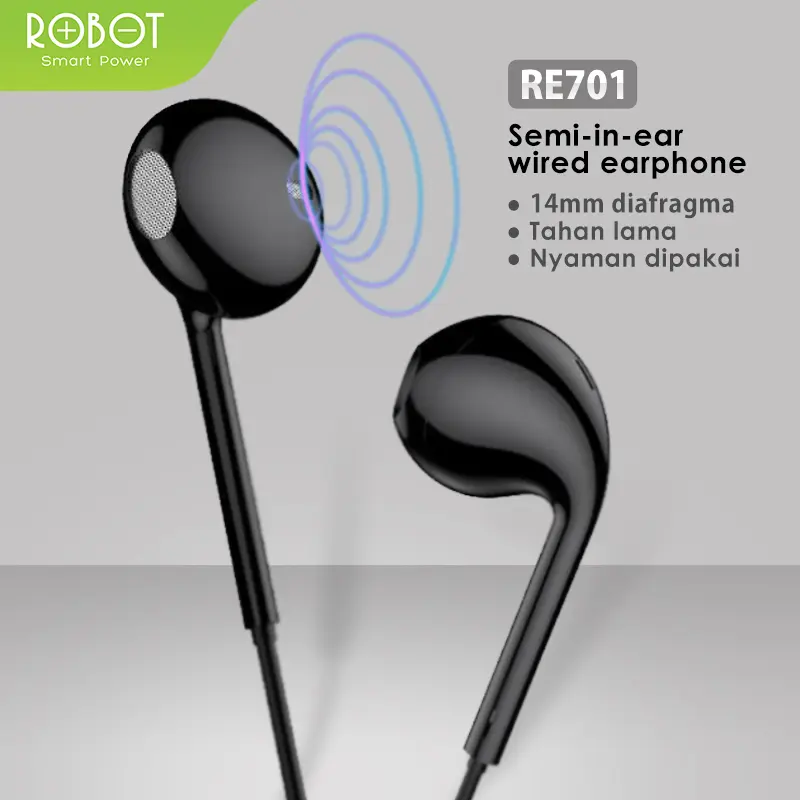 ROBOT Headset RE10 Wired Headset Wired Earphone Bass Original - Garansi Resmi 1 Tahun (RE10) [ BISA COD ] Headphone 2