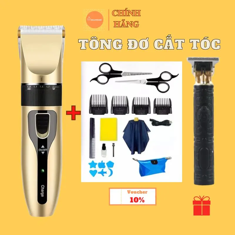 Tông Đơ Cắt Tóc Cho Bé Weeme Cầm Tay Cắm Sạc USB - Bộ 9 Và 13 Món Đầy Đủ Phụ Kiện