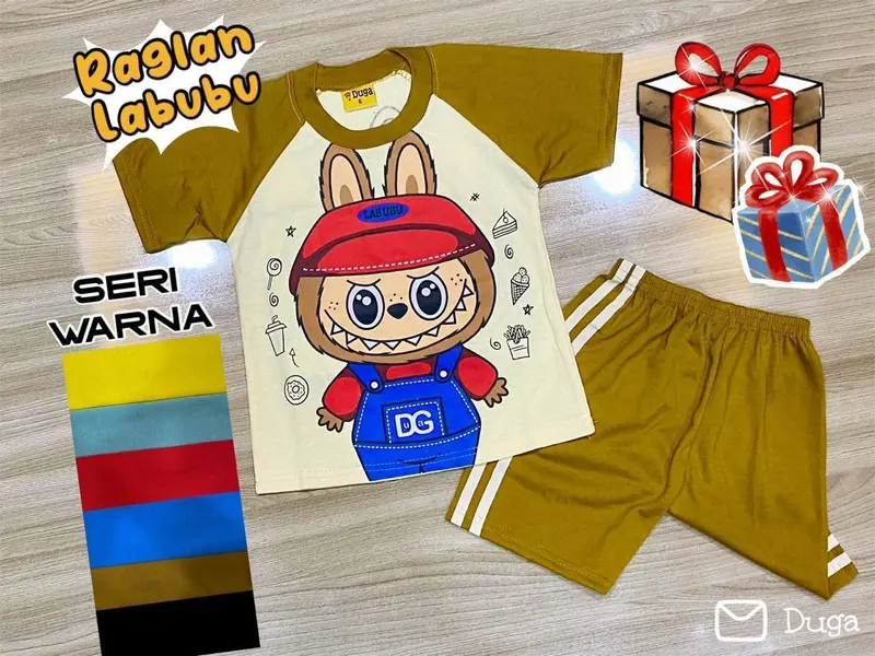 GROSIR 3PCS Set Duga Labubu viral Baju Kaos Labubu PAket Hemat Fashion 2