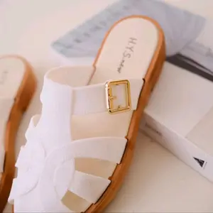 Sandal Slip on Wanita H.Y.S New Motip Rajut dengan Sol Non-slip Shoes Selop