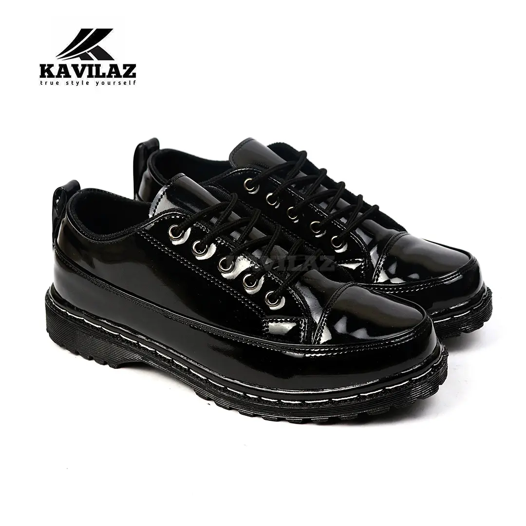 KAVILAZ Sepatu Formal Kerja Pria Oxford Carlos Dokmart Black Glossy Kode Z12 - Shoes Pantofel Hitam Antiselip elegan Kasual