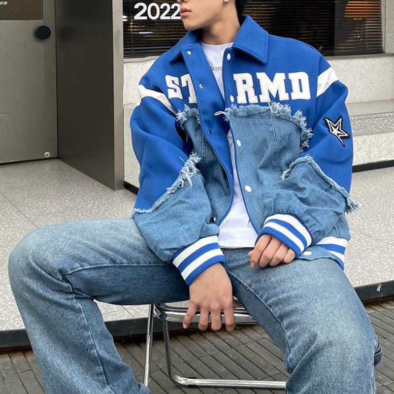 Áo Khoác Khâu Denim, Thương Hiệu Thời Trang Cổ Điển Thêm Phong Cách MyStyle, Dành Cho Nam Và Nữ, Phong Cách Hồng Kông, Thích Hợp Cho Mùa Xuân Và Mùa Thu, Thiết Kế Đẹp, Áo Khoác Cặp Đôi Đường Phố Mỹ Độc Đáo