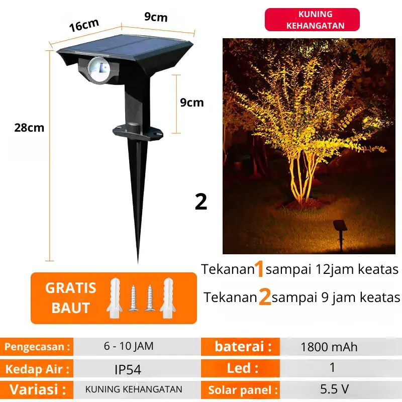 【TOSCA】【BISA COD】LAMPU SOROT TAMAN DINDING TENAGA SURYA SOLAR CEL SOLAR PANEL LAMPU HEMAT ENERGI LAMPU HEMAT LISTRIK LAMPU TAHAN AIR TAHAN PANAS TAHAN PETIR 6