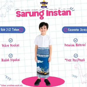 Timble Kids Sarung Anak Instan 2-10 Tahun Motif Excavators Series Muslim Premium Free Peci Katun
