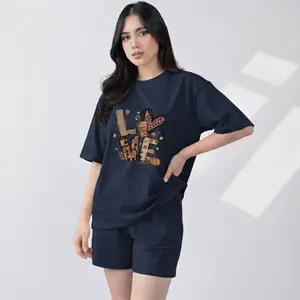 SETELAN KULOT DEWASA MOTIF "LOVE" BAHAN BABYTERRY PREMIUM CELANA 7/8 -DI BAWAH LUTUT