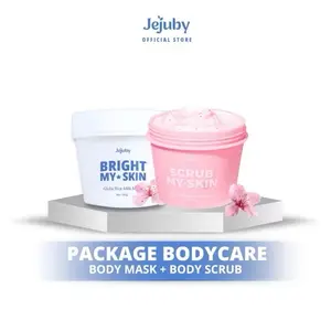 [Twin Pack BodyCare] Jejuby Gluta Rice Body Mask 1pcs & Jejuby Scrub My Skin Sakura Milk Mask With Scrub 1pcs| | Masker Badan & Scrub Badan Pencerah