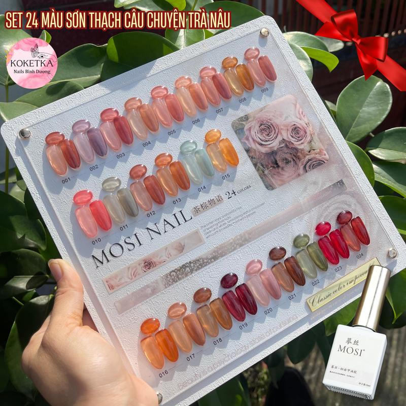   Câu chuyện trà nâu  Set sơn 24 màu thạch Mosi + tặng kèm bảng màu | tone lạnh tone ấm set sơn thạch thạch đục thạch trong 