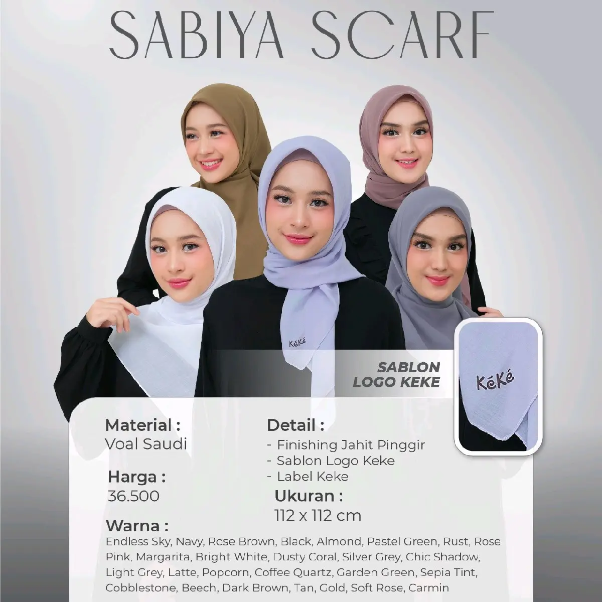 KEKE SABIYA SCARF POLOS BASIC