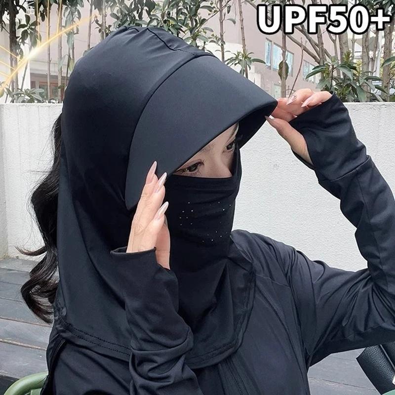 Mũ che nắng toàn mặt mùa hè cho nữ chống tia cực tím khẩu trang thể thao đạp xe ngoài trời khăn trùm đầu chống nắng bằng cotton chính hãng