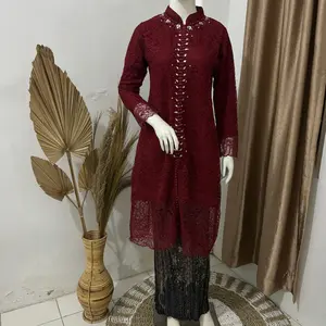 Realpict Setelan Kebaya Tunik Busui Brokat Full Payet Rok Plisket