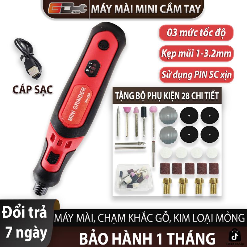 Máy mài mini, bút khắc, máy điêu khắc, mài chà nhám đánh bóng đa năng, tích hợp sạc USB, PIN 5C