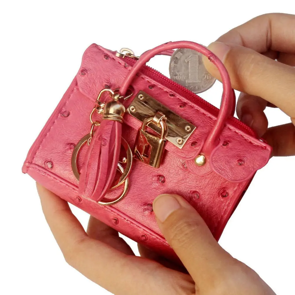 Solid Color PU Leather Purses Lightweight PU Handheld Bag Fashion Tassel Coin Wallet