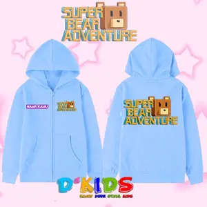Jaket Resleting Anak Super Bear Adventure/Zipper Hoodie Anak Super Bear Adventure Game Gratis nama