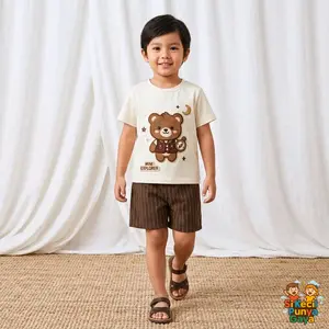 Junna Setelan Anak Laki Laki Motif Dino Bahan Cotton Soft Semi Woll Usia 6 Bulan - 7 Tahun