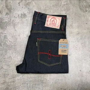 Celana denim pria selvedge accent original PATTERSON denim 15 Oz original reguler fit Black
