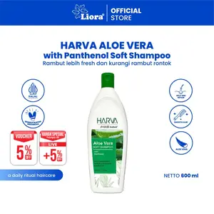 HARVA Shampoo Aloe Vera Soft & Smooth - 600ML | Sampo Aloe Vera Penyubur Rambut Rontok, Melembutkan dan Menghitamkan Rambut Kering, Mengatasi Ketombe dengan Kondisioner dan Vitamin Perawatan Rambut Conditioner Haircare