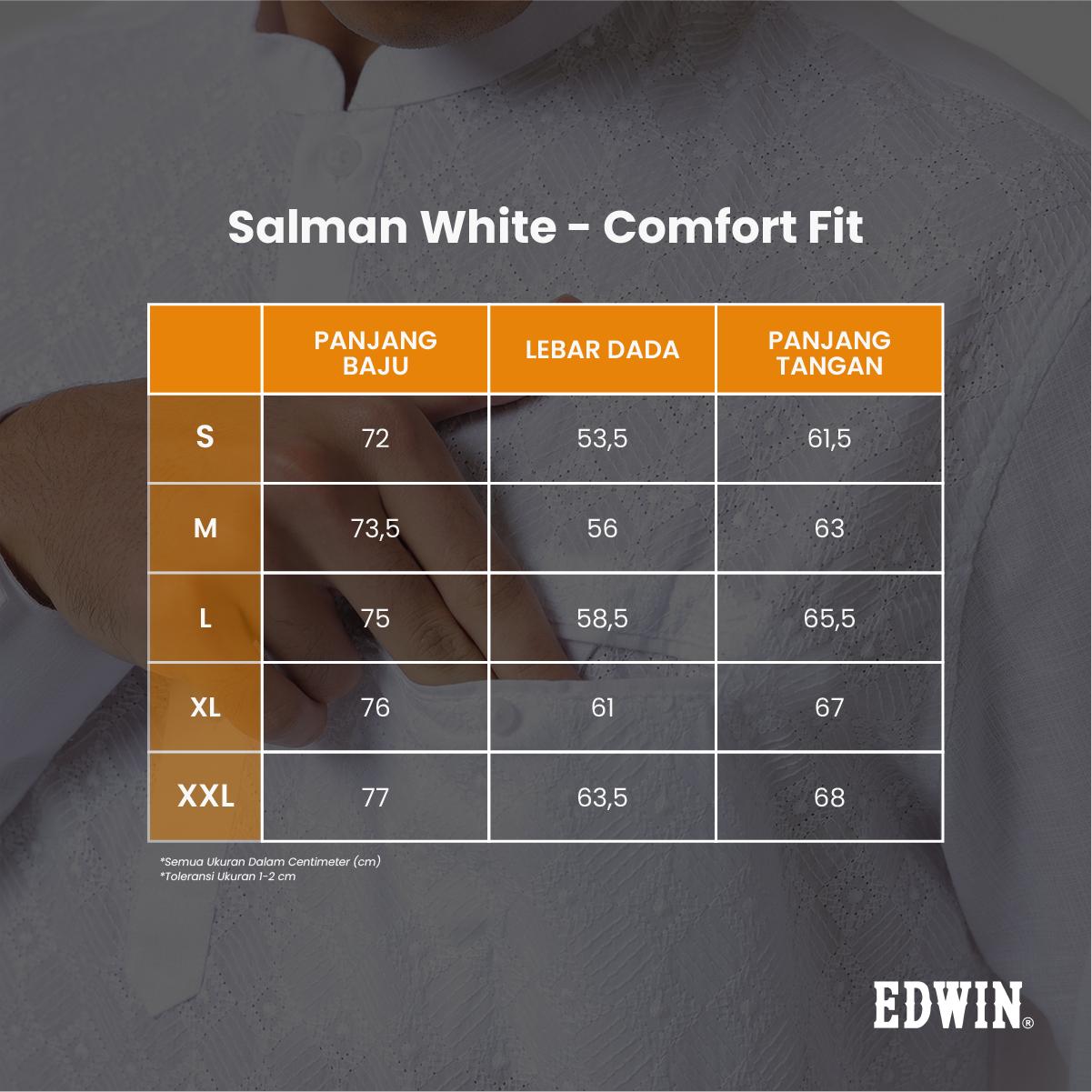 EDWIN JEANS - Kemeja Koko Pria Lengan Panjang SALMAN WHITE Baju Muslim Pria