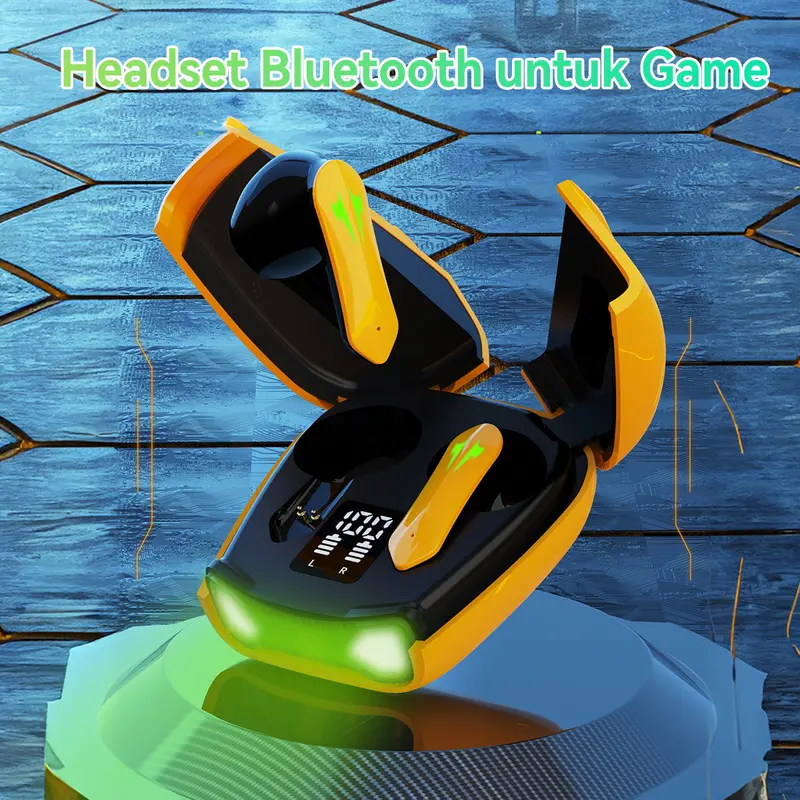 【COD】Gaming Wireless Headset Bluetooth 5.4 TWS GM08 Bumblebee Earbuds Hi-Fi Stereo No Delay Black Yellow Earphones Headphones 5
