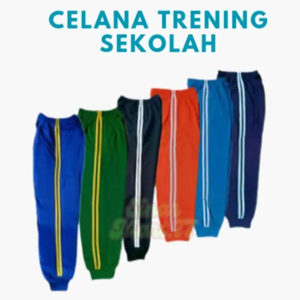 Celana Training Fashion Anak Sekolah PAUD TK SD Strip 2 Bahan Kualitas Tinggi Pinggang Elastis untuk Aktivitas Luar Ruangan dan Bermain Olahraga PAUD-TK -SD Cewek Cowok - Kaki Gaya Sporty Jeans