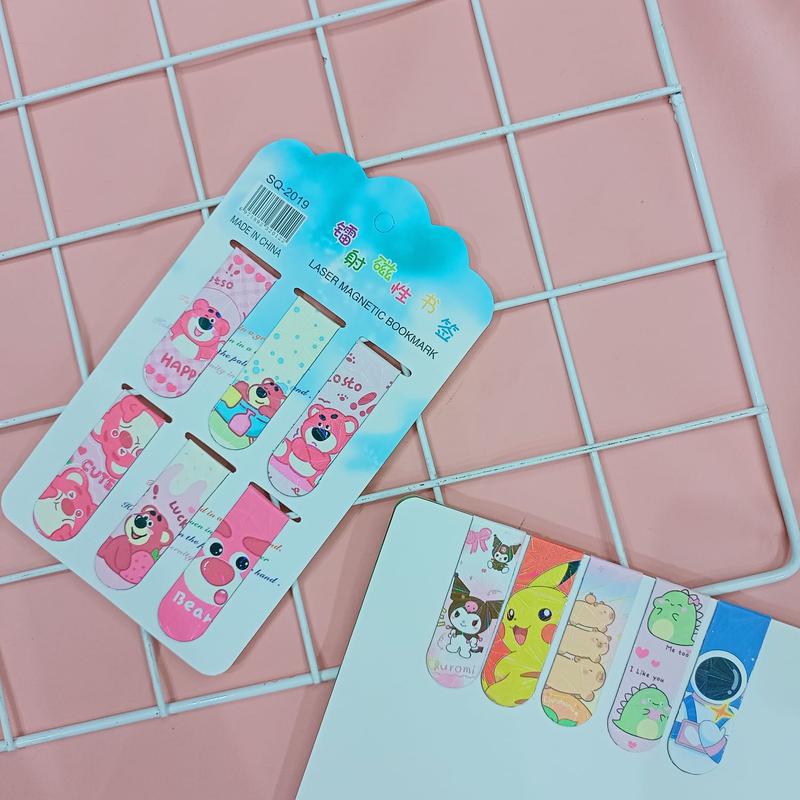 Magnet Bookmark Isi 6 / Pembatas Buku Magnet / Penanda Buku Karakter Anak 2