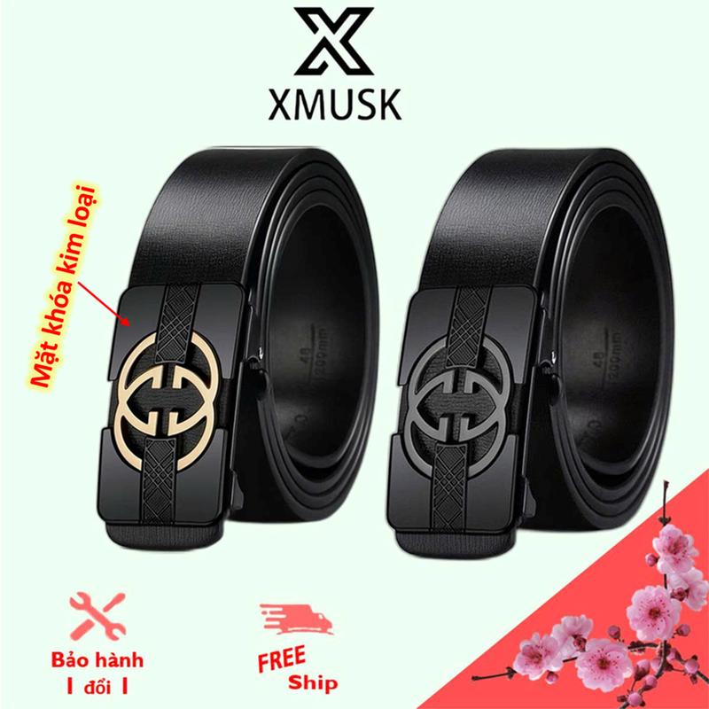  Thắt Lưng Nam XMUSK Da Cao Cấp khóa kim loại tự động không gỉ - Cam kết 1 đổi 1 bảo hành 12 tháng 