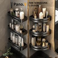 Gambar PanoV Aluminium Rak penyimpanan kamar mandi rak sudut yang dipasang di dinding tahan air dan anti karat dengan daya dukung yang kuat Aluminium - Sudut hitam - 2-1 FREE HOOK + LEM dari PANOV Official Store Kab. Tangerang 1 Tokopedia