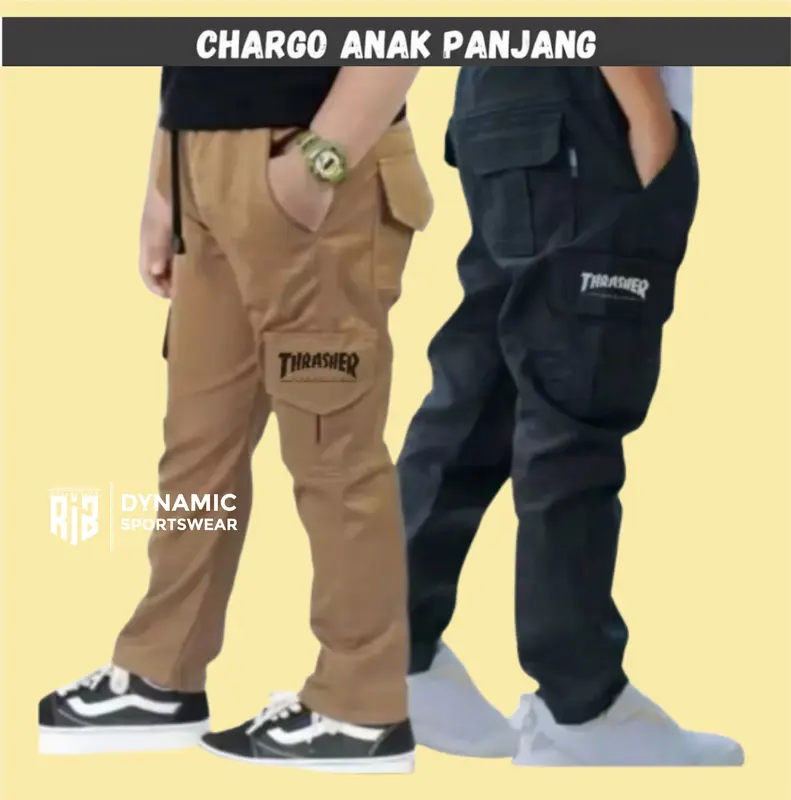 PROMO 4 PCS Celana Chinos Panjang Usia 5 - 13 Tahun Celana Panjang Anak laki laki Slimfit Cargo kompol Fashion tebal 2