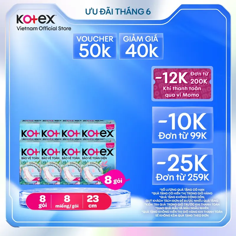 [Creator] Lốc 8 Gói băng vệ sinh Kotex Hỗ trợ Bảo Vệ 23cm Siêu Mỏng Cánh 8 miếng/ gói 1