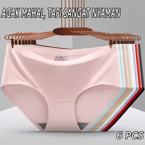 Celana Dalam Wanita CD L042 Seamless Anti Nyeplak Fashion Es Sutra Nyaman & Elegan 6 PCS
