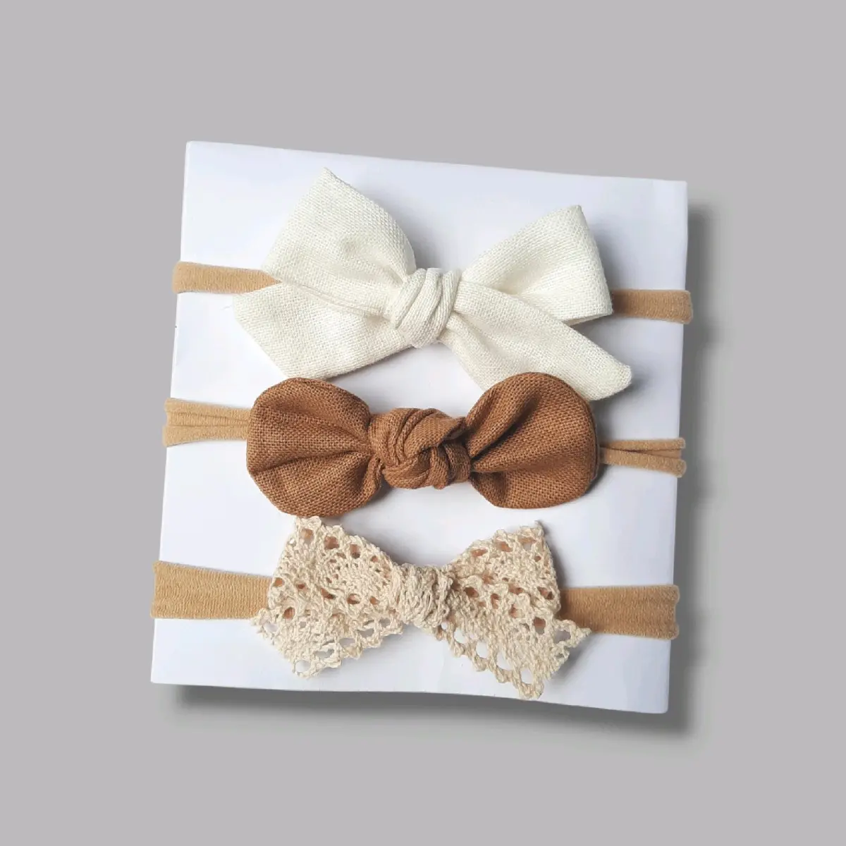 (1 Set 3pcs) Nylon Headband Premium Casual Bow For Daily | Headband Newborn